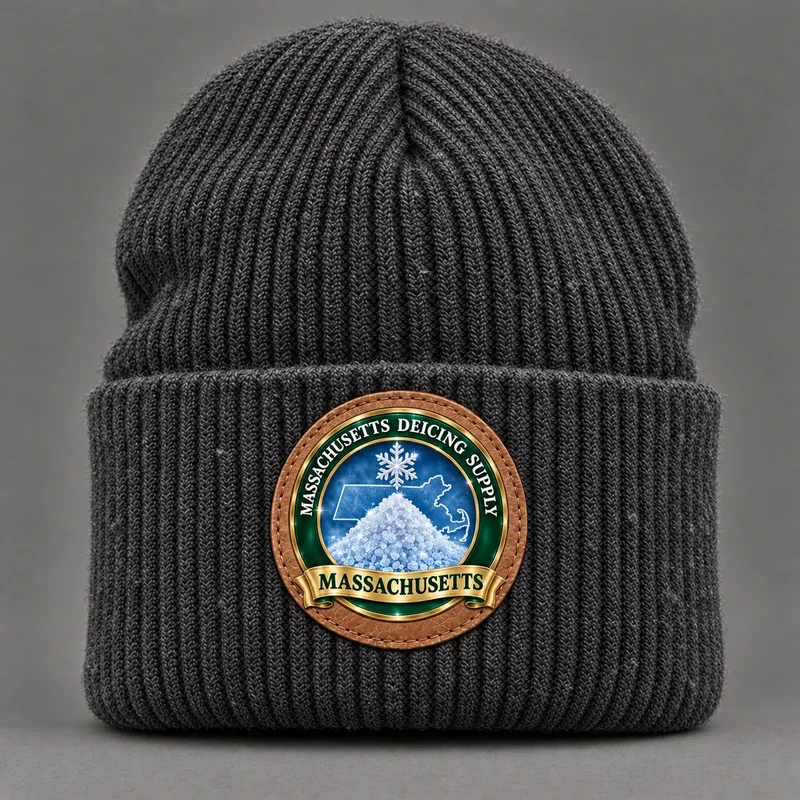 Massachusetts Deicing Supply beanie with state badge