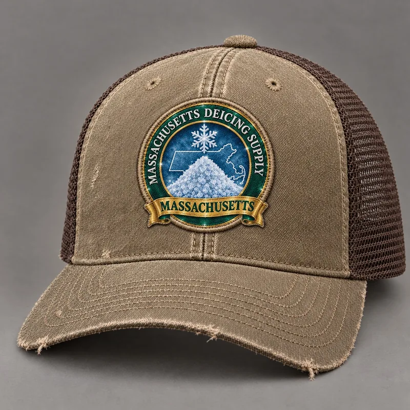 Massachusetts Deicing Supply trucker hat with state badge