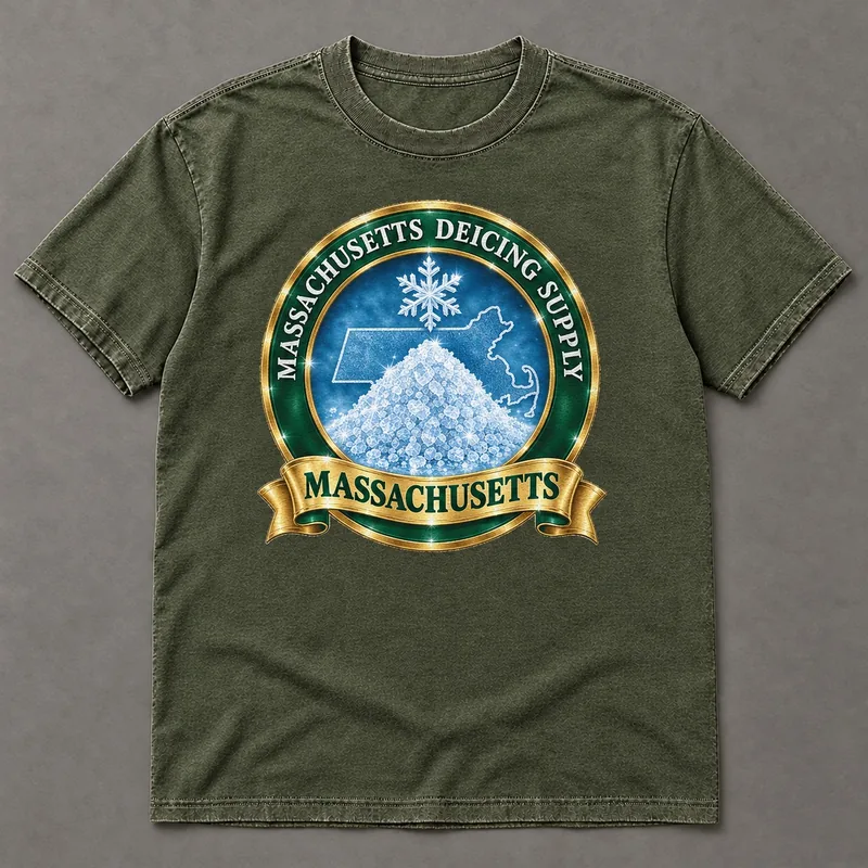 Massachusetts Deicing Supply tee with state badge